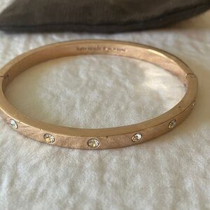 Kate Spade: Rose Gold Tone Bracelet- Rhinestones- Dust Bag- Clasp- wear